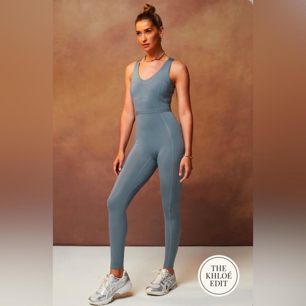 Fabletics Motion365+ Racerback Jumpsuit Stormcloud Blue One Piece NEW W/TAG- S